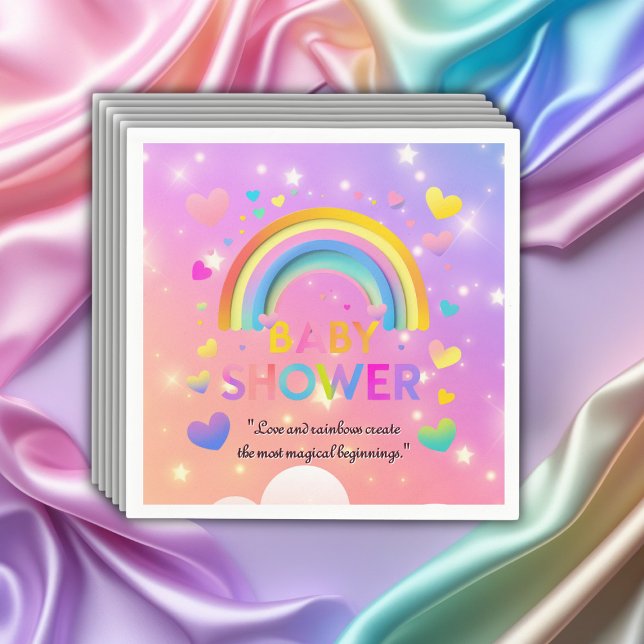 Whimsical Hearts & Rainbows Baby Shower Napkins (Creator Uploaded)