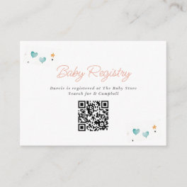 Whimsical Hearts & Stars Baby Registry QR Code Enclosure Card