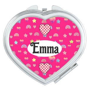 Whimsical Hearts, Stars & Rainbow Dreamscape Compact Mirror