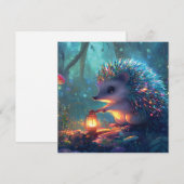 Whimsical Hedgehog and Lantern in Enchanted Forest (Front/Back)