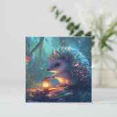 Whimsical Hedgehog and Lantern in Enchanted Forest (Standing Front)