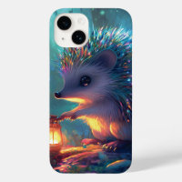 Whimsical Hedgehog and Lantern in Enchanted Forest