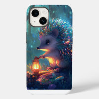 Whimsical Hedgehog and Lantern in Enchanted Forest