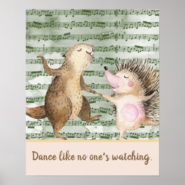 Whimsical Hedgehog & Beaver Dance Poster (Front)