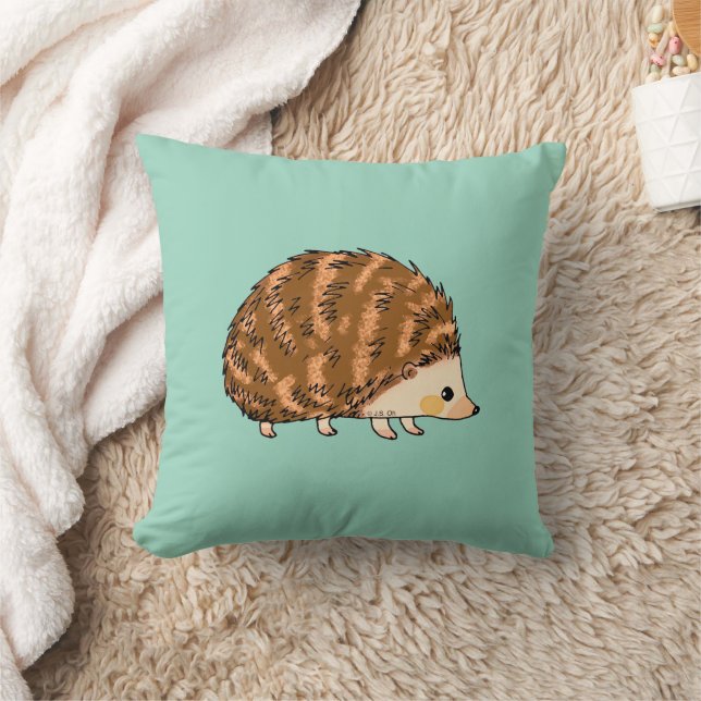 Whimsical Hedgehog  – Cute Woodland Animal Throw Pillow (Blanket)