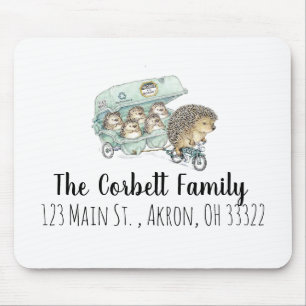 Whimsical Hedgehog Family Customizable Mouse Pad