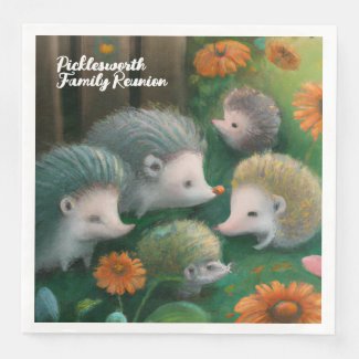 Whimsical Hedgehog Family Picnicking in Garden