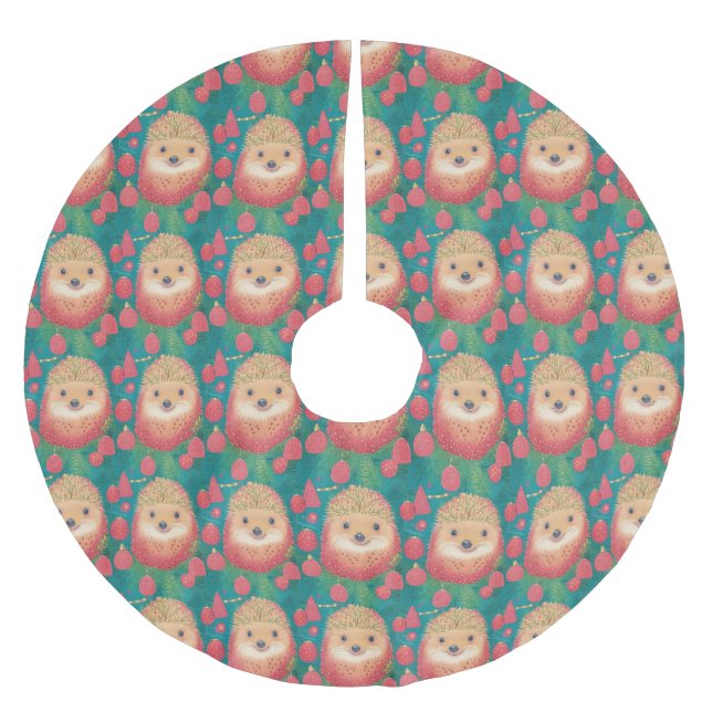 Whimsical Hedgehog Haven  Brushed Polyester Tree Skirt (Front)
