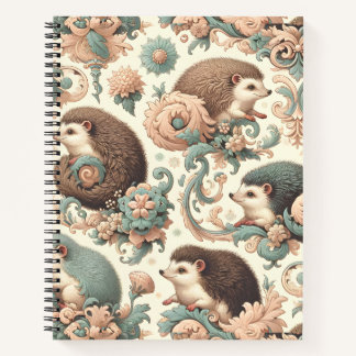 Whimsical Hedgehog Haven: Victorian Floral Notebook