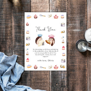 Whimsical Hedgehog Little Chef Baker Baby Shower  Thank You Card
