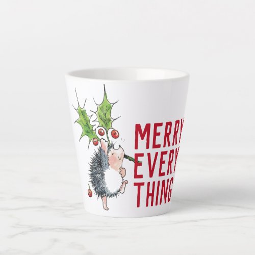 Whimsical Hedgehog Merry Everything Christmas  Latte Mug