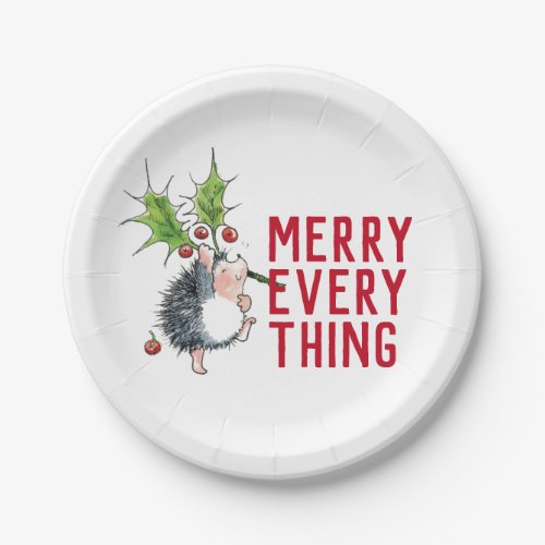 Whimsical Hedgehog Merry Everything Christmas  Paper Plates