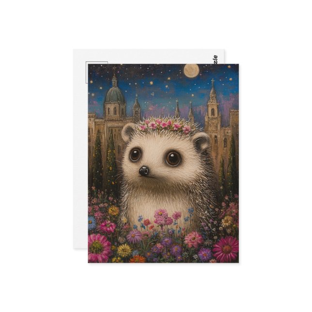 whimsical hedgehog postcard (Front/Back In Situ)