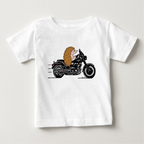 Whimsical hedgehog riding a motorcycle baby T_Shirt