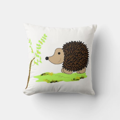 Whimsical Hedgehog Throw Pillow