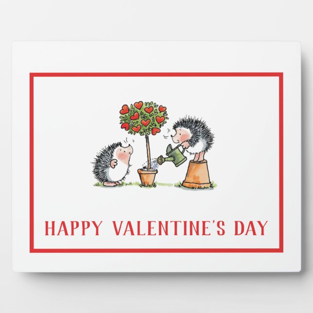 Whimsical Hedgehogs Valentine's Day Plaque (Front)