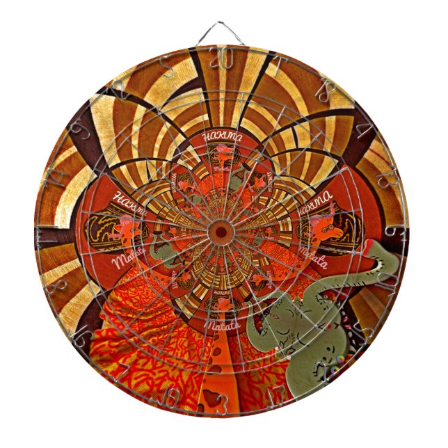 Whimsical Heights: Beautiful Funny Giraffe African Dart Board (Front)