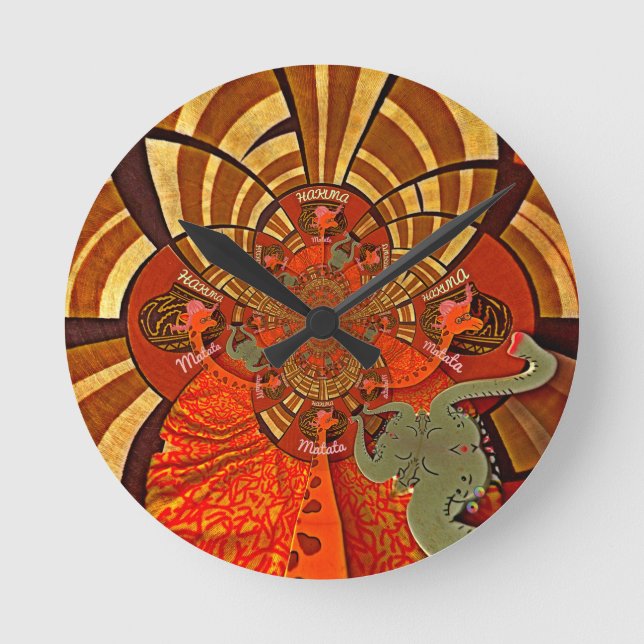 Whimsical Heights: Beautiful Funny Giraffe African Round Clock (Front)