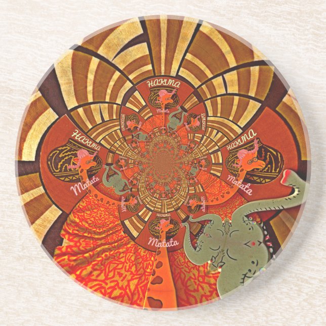 Whimsical Heights: Beautiful Funny Giraffe African Sandstone Coaster (Front)