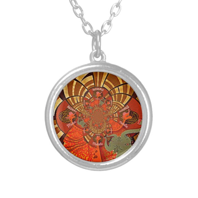 Whimsical Heights: Beautiful Funny Giraffe African Silver Plated Necklace (Front)