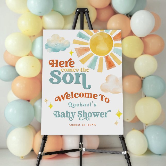 Whimsical Here Comes the Son Sun Rays Baby Shower Foam Board (Creator Uploaded)