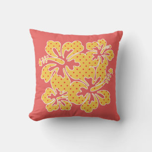 Whimsical Hibiscus Tropical Outdoor Pillow