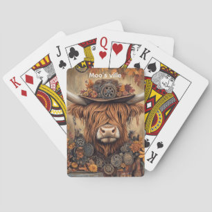 Whimsical Highland Halloween Decor Poker Cards
