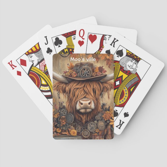 Whimsical Highland Halloween Decor Poker Cards (Back)