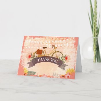 Whimsical Hipster Bicycle Floral Thank You Card by oddlotpaperie at Zazzle