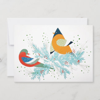 Whimsical Holiday Birds Note Card