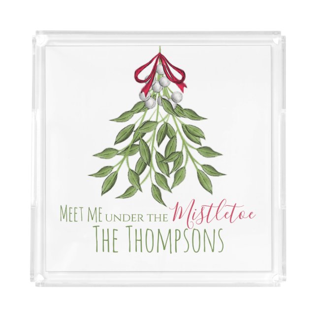 Whimsical Holiday Botanical Christmas Acrylic Tray (Front)