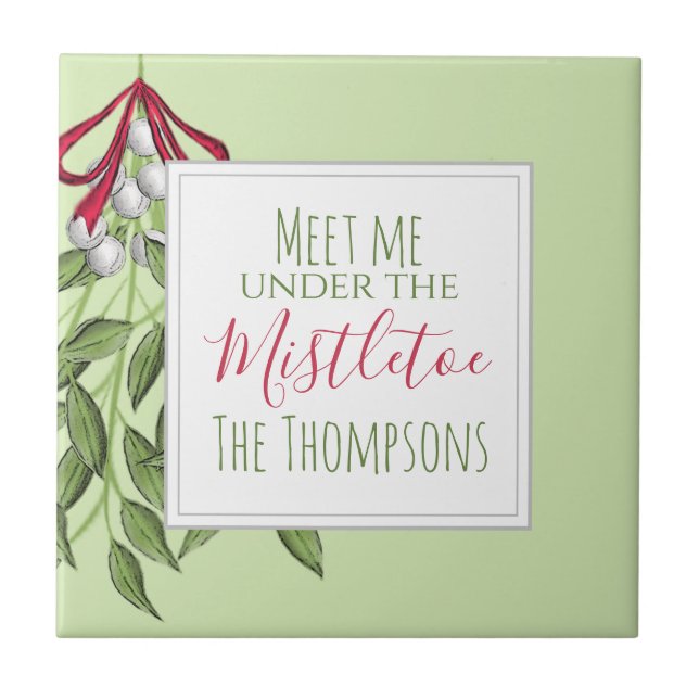 Whimsical Holiday Botanical Christmas Ceramic Tile (Front)