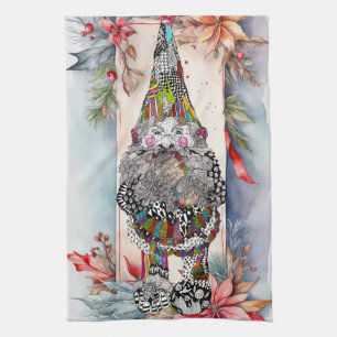 Whimsical Holiday Christmas Gnome Kitchen Towel