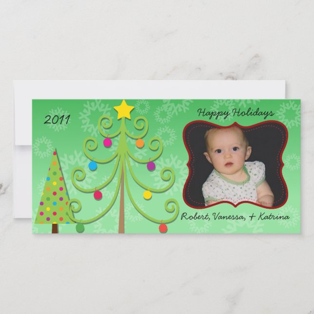 Whimsical Holiday Customized Photo Card (Front)