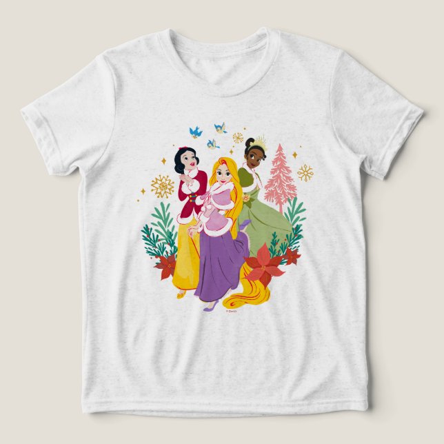 Whimsical Holiday Disney Princess Tri-Blend Shirt (Design Front)