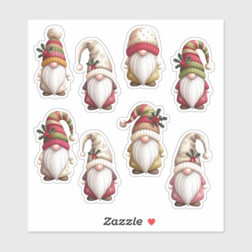 Whimsical Holiday Gnome Sticker Sheet