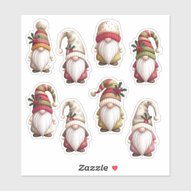 Whimsical Holiday Gnome Sticker Sheet (Sheet)