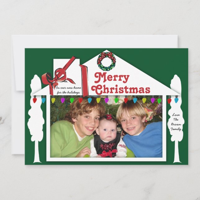 Whimsical Holiday House Photo Card (Front)