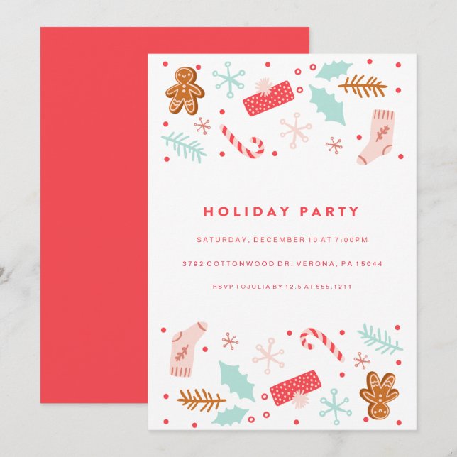 Whimsical Holiday Party Invitation (Front/Back)