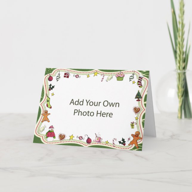 Whimsical Holiday Photo Frame Card (Front)