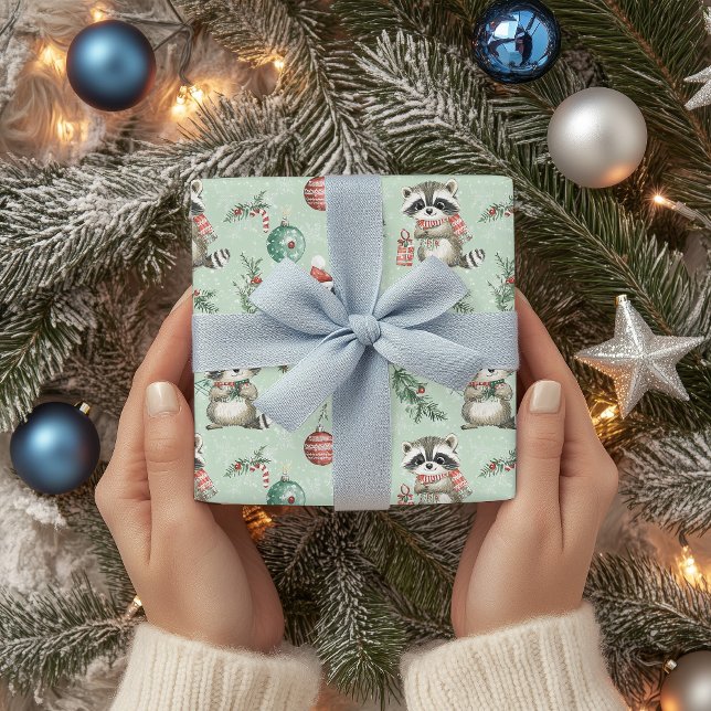 Whimsical Holiday Raccoon Wrapping Paper (Creator Uploaded)