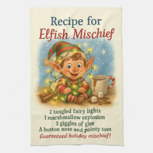 Whimsical Holiday Recipe Kitchen Towel