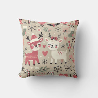 Whimsical Holiday Reindeer Pattern – Festive Chris Throw Pillow
