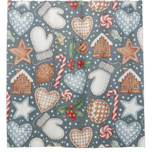 Whimsical Holiday Treats & Winter Mittens (1) Shower Curtain