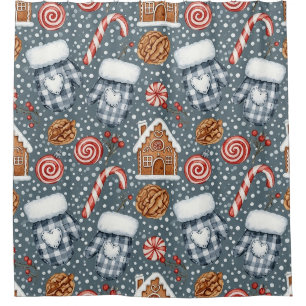 Whimsical Holiday Treats & Winter Mittens (3) Shower Curtain