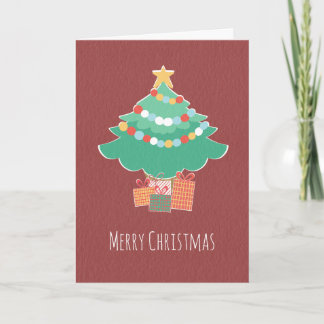 Whimsical Holiday Tree Card with Presents & Wishes