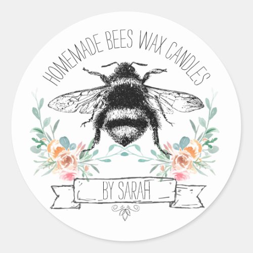 Whimsical Homemade Bees Wax Candles Product Labels