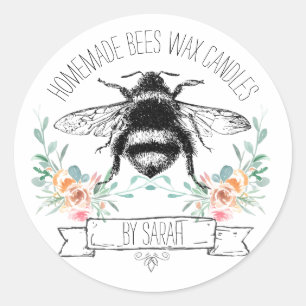Whimsical Homemade Bees Wax Candles Product Labels
