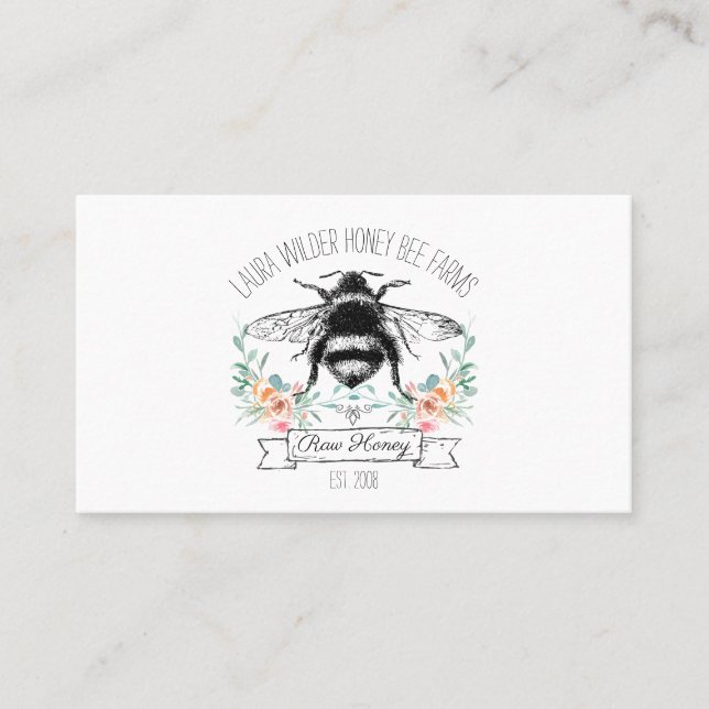 Whimsical Honey Bee Apiary Farm Beekeeper Business Card (Front)