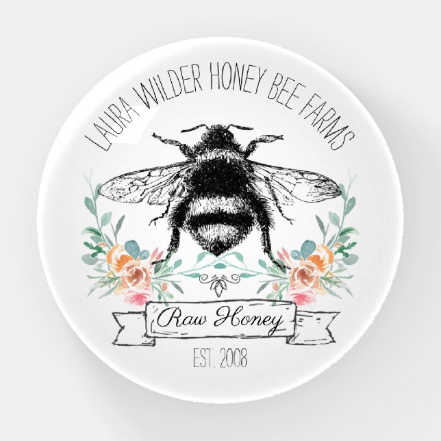 Whimsical Honey Bee Apiary Farm Beekeeper Paperweight (Front)